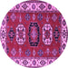 Round Geometric Purple Traditional Rug, tr2714pur