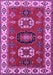 Machine Washable Geometric Purple Traditional Area Rugs, wshtr2714pur