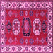 Square Machine Washable Geometric Pink Traditional Rug, wshtr2714pnk