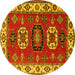 Round Geometric Yellow Traditional Rug, tr2714yw