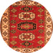 Square Geometric Orange Traditional Rug, tr2714org