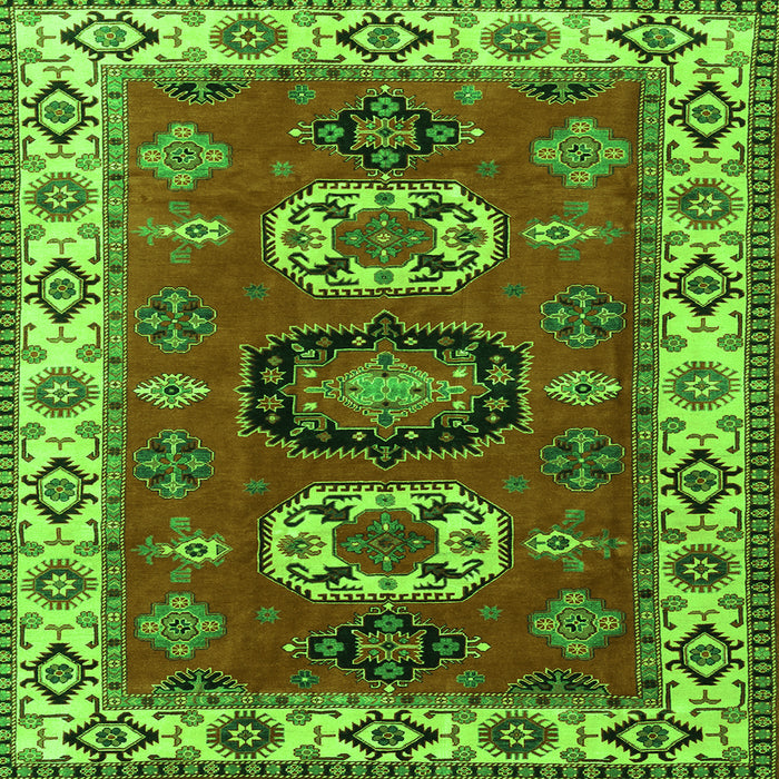 Serging Thickness of Geometric Green Traditional Rug, tr2714grn