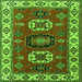 Serging Thickness of Geometric Green Traditional Rug, tr2714grn