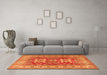 Machine Washable Geometric Orange Traditional Area Rugs in a Living Room, wshtr2715org