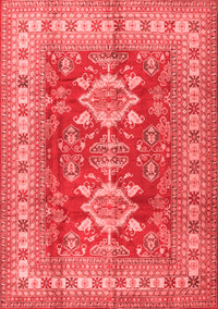 Geometric Red Traditional Rug, tr2715red