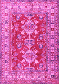 Geometric Pink Traditional Rug, tr2715pnk