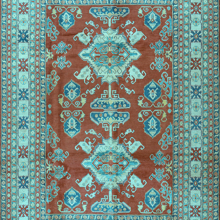 Geometric Light Blue Traditional Rug, tr2715lblu