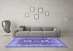 Machine Washable Geometric Blue Traditional Rug in a Living Room, wshtr2715blu