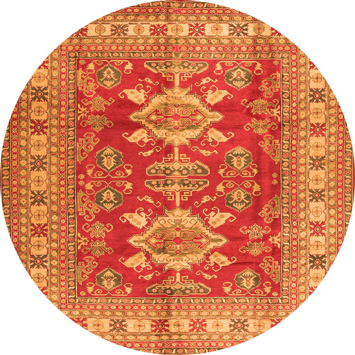 Square Geometric Orange Traditional Rug, tr2715org
