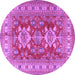 Round Geometric Purple Traditional Rug, tr2715pur