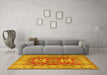 Machine Washable Geometric Yellow Traditional Rug in a Living Room, wshtr2715yw