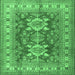 Square Machine Washable Geometric Emerald Green Traditional Area Rugs, wshtr2715emgrn