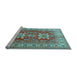 Sideview of Machine Washable Geometric Light Blue Traditional Rug, wshtr2715lblu