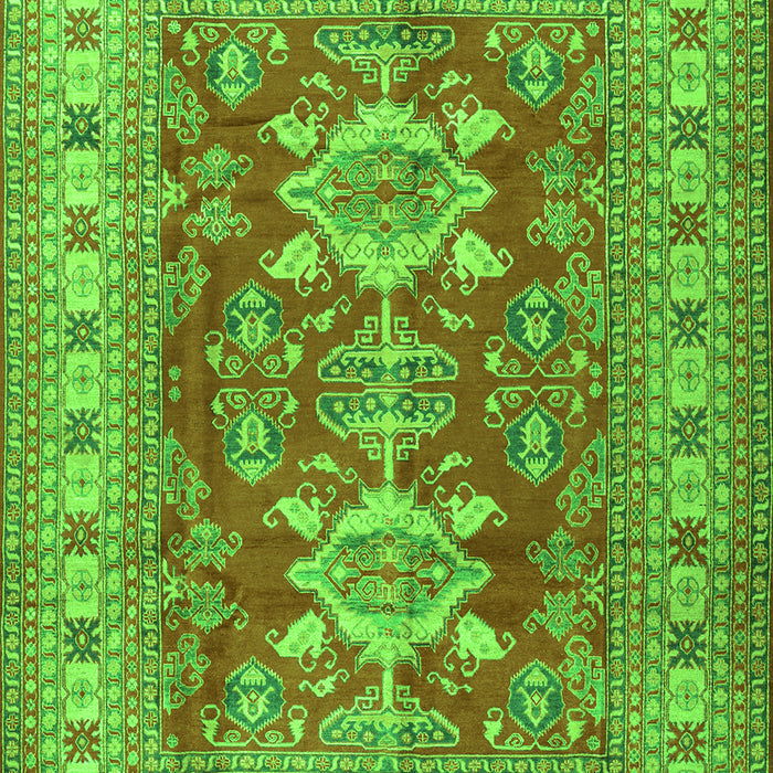 Geometric Green Traditional Rug, tr2715grn