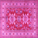 Square Machine Washable Geometric Pink Traditional Rug, wshtr2715pnk