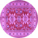 Round Machine Washable Geometric Purple Traditional Area Rugs, wshtr2715pur