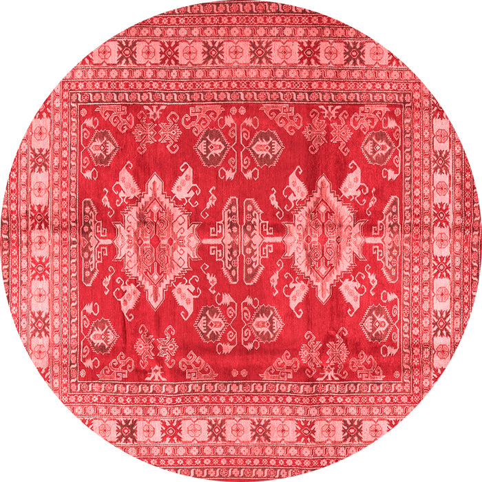 Machine Washable Geometric Red Traditional Rug, wshtr2715red