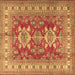 Square Geometric Brown Traditional Rug, tr2715brn