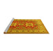 Sideview of Machine Washable Geometric Yellow Traditional Rug, wshtr2715yw