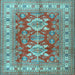 Square Machine Washable Geometric Light Blue Traditional Rug, wshtr2715lblu