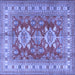 Square Machine Washable Geometric Blue Traditional Rug, wshtr2715blu