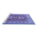 Sideview of Machine Washable Geometric Blue Traditional Rug, wshtr2715blu