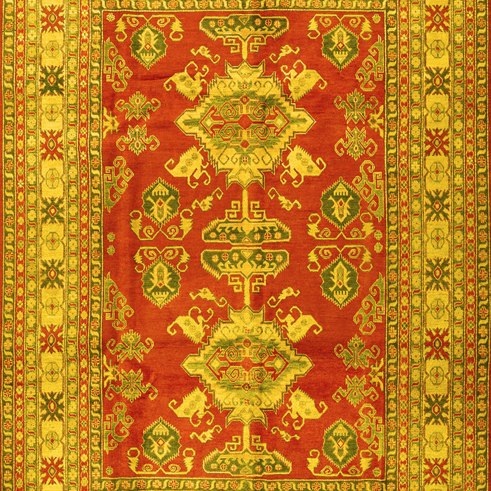 Geometric Yellow Traditional Rug, tr2715yw