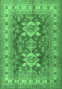 Geometric Emerald Green Traditional Rug, tr2715emgrn