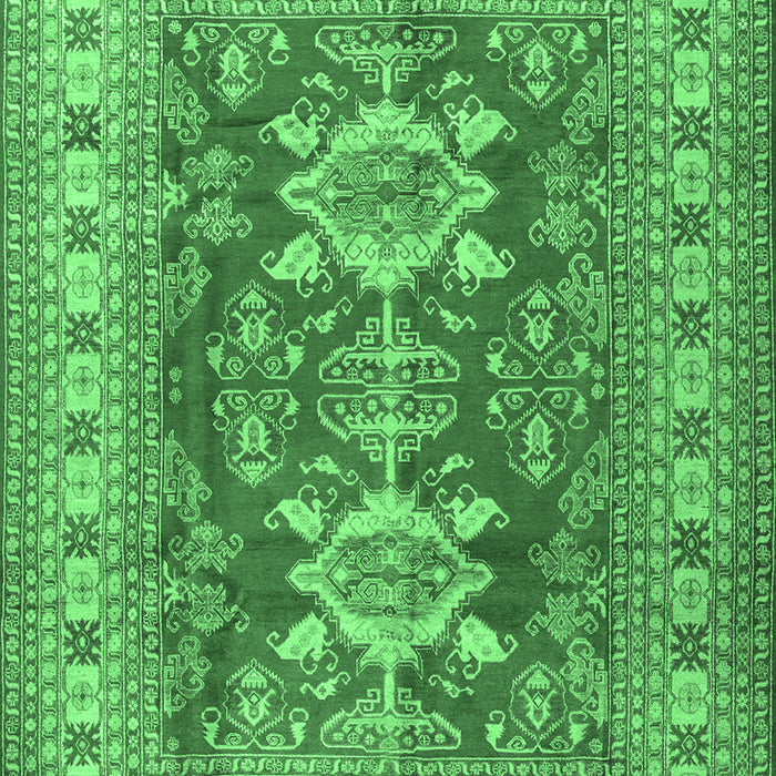 Geometric Emerald Green Traditional Rug, tr2715emgrn