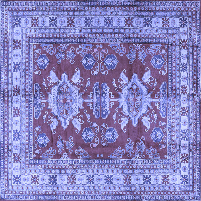 Square Geometric Blue Traditional Rug, tr2715blu