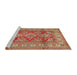 Sideview of Machine Washable Traditional Sand Brown Rug, wshtr2716