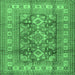 Square Machine Washable Geometric Emerald Green Traditional Area Rugs, wshtr2716emgrn