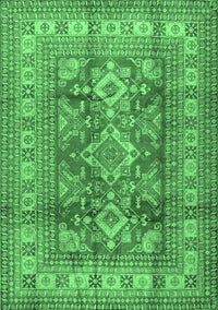 Geometric Emerald Green Traditional Rug, tr2716emgrn