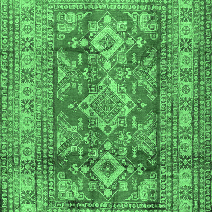 Geometric Emerald Green Traditional Rug, tr2716emgrn