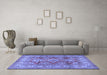 Machine Washable Geometric Blue Traditional Rug in a Living Room, wshtr2716blu