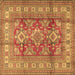 Square Machine Washable Geometric Brown Traditional Rug, wshtr2716brn