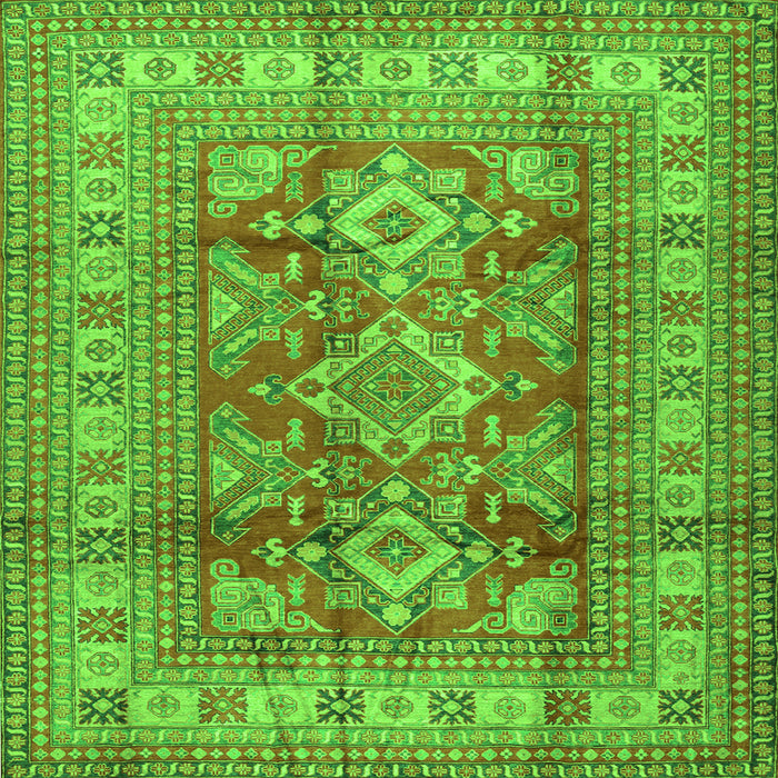Serging Thickness of Geometric Green Traditional Rug, tr2716grn