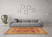 Machine Washable Geometric Brown Traditional Rug in a Living Room,, wshtr2716brn