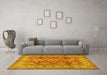 Machine Washable Geometric Yellow Traditional Rug in a Living Room, wshtr2716yw
