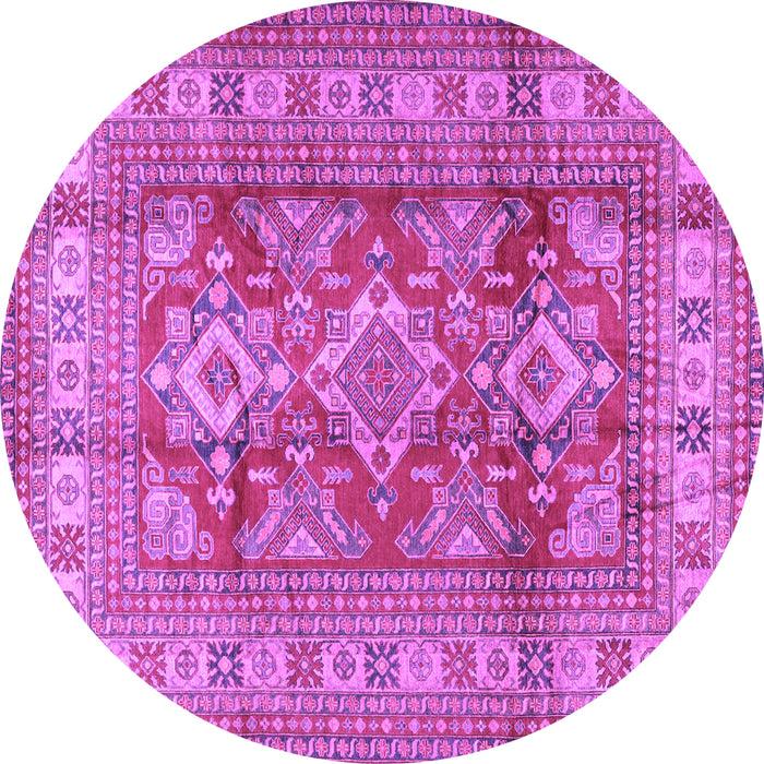 Round Geometric Purple Traditional Rug, tr2716pur