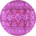 Round Geometric Purple Traditional Rug, tr2716pur