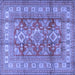 Square Machine Washable Geometric Blue Traditional Rug, wshtr2716blu