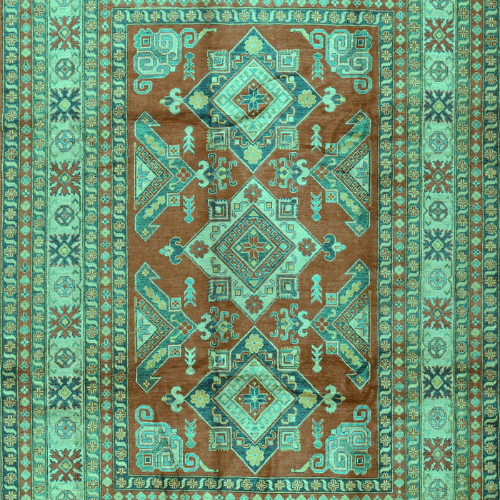 Geometric Turquoise Traditional Rug, tr2716turq