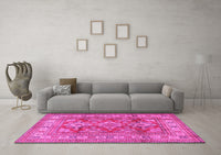 Machine Washable Geometric Pink Traditional Rug, wshtr2716pnk