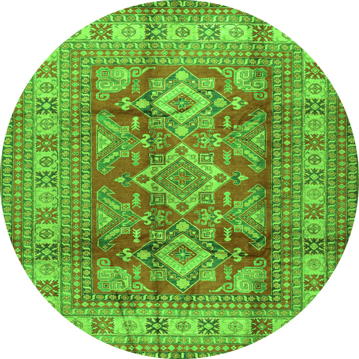 Square Geometric Green Traditional Rug, tr2716grn