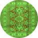 Square Geometric Green Traditional Rug, tr2716grn