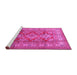 Sideview of Machine Washable Geometric Pink Traditional Rug, wshtr2716pnk