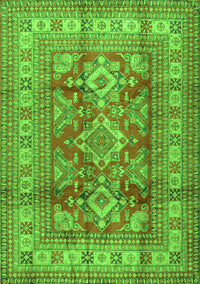 Geometric Green Traditional Rug, tr2716grn