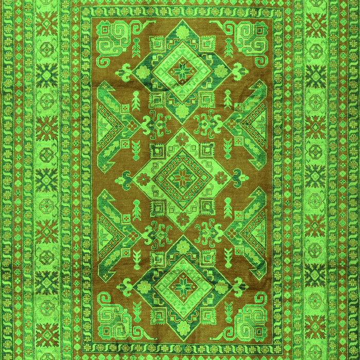 Geometric Green Traditional Rug, tr2716grn