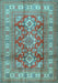 Machine Washable Geometric Light Blue Traditional Rug, wshtr2716lblu